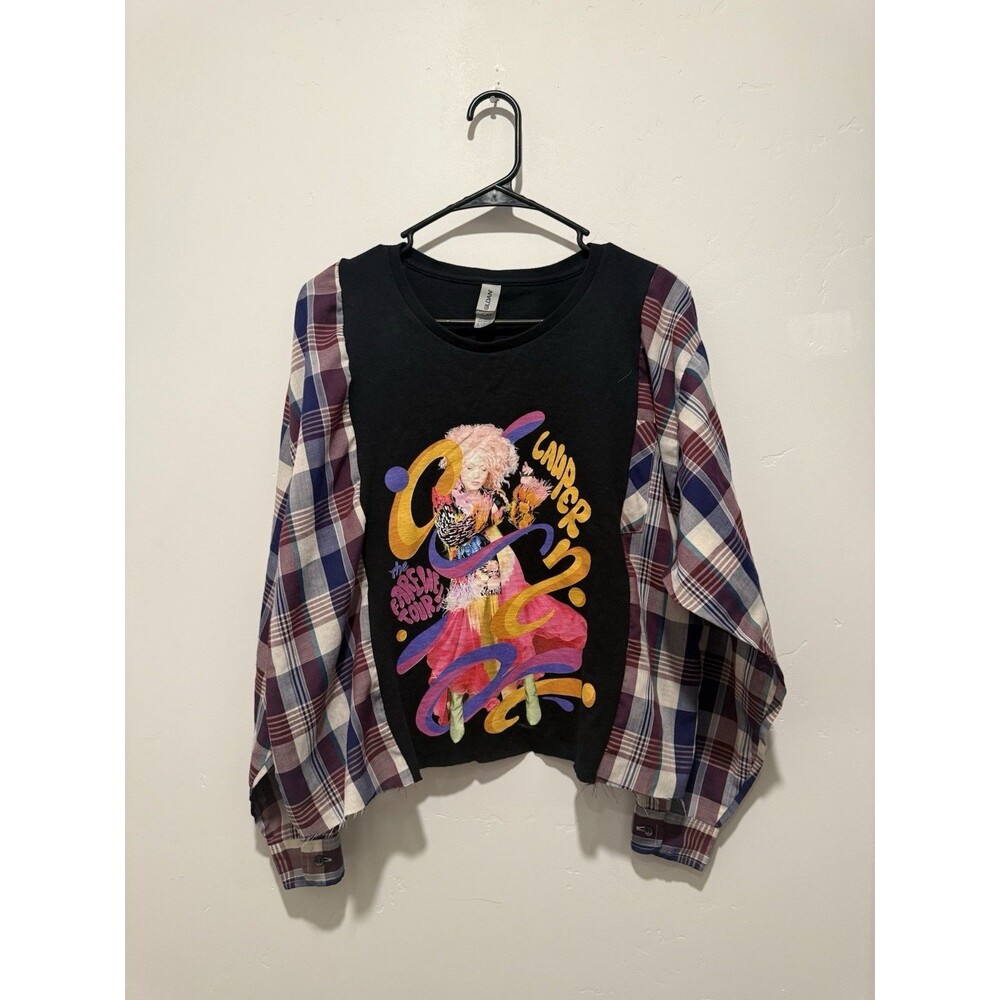 Reworked Upcycle  Oversize Cyndi Lauper One of a Kind Top M/L